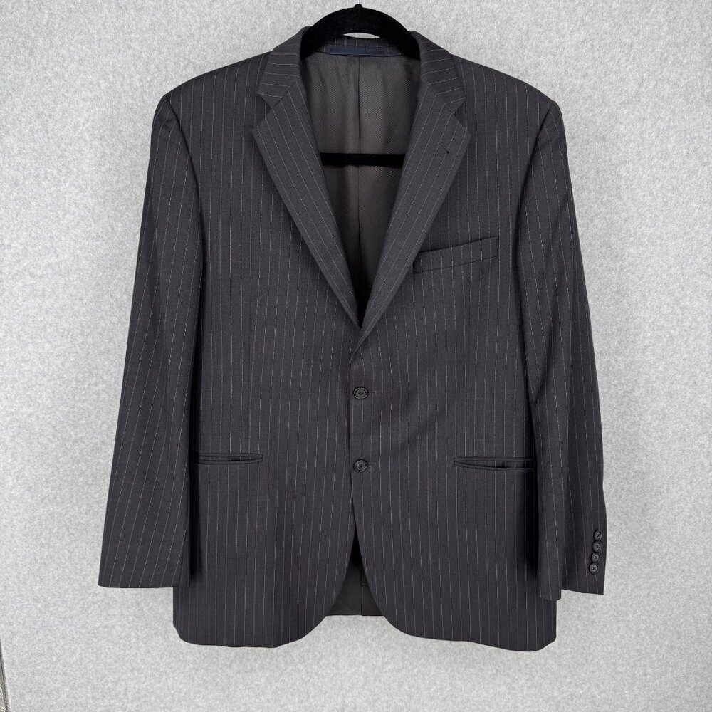 Burberry London Mens VTG Sports Coat Blazer Size 44 Charcoal Gray Pinstripe